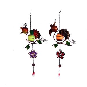metal Bird Wind Chimes Glow in the Dark Belly with Luminous Ball