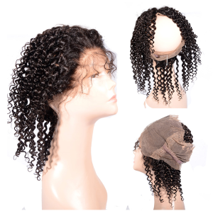 Natural Hairline Remy Human Hair Cheap Lace Band Frontal Closure Kinky Curly 360 Lace Frontal