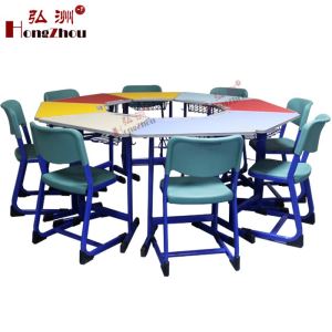 Kindergarten Table Training Romm Trapezoid Desk and Chair