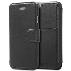 Black Leather Wallet Phone Case for iPhone 6 with Card Holder Cell Phone Wallet for Men
