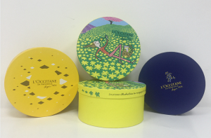 Unique Design LOCCITANE Round Cardboard Packing Boxes Custom Waterproof Top Quality Pure Round Paper Hat Boxes With Lids