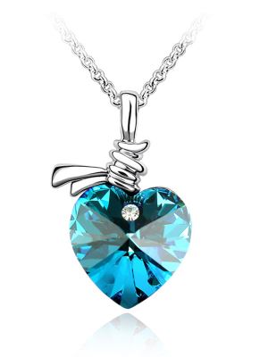 Trendy Style Colorful Heart-shaped Pendant Crystal Necklaces NL-00594