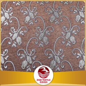 100% Polyester Brown Color Yarn Dyed Floral Design Chenille Sofa Fabric
