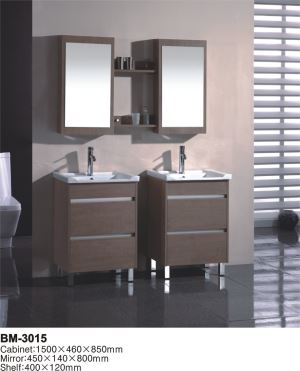 New Wall Hanging PVC Bathroom Cabinet With Ceramic Basin Painted PVC Bathroom Furniture Or Cabinet