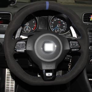 Black Suede Car Steering Wheel Cover for Volkswagen Golf 7 GTI Golf R MK7 VW Polo GTI Scirocco 2015 2016