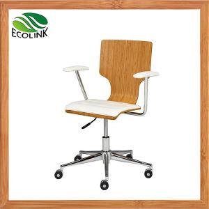 Solid Bamboo Wooden Office Guest Reception Chair with Arms