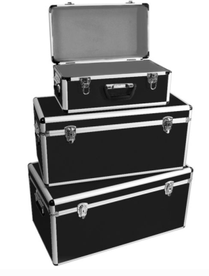 Aluminum Boxes, 3 Set, Black Fold-down Carrying Handles, Lockable