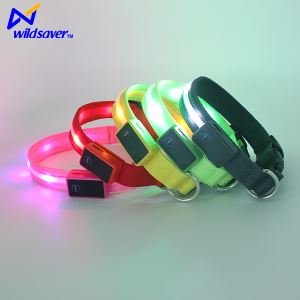 USB Rechargeable Pet Personalized LED Flashing Dog Collars with Velcro and LED Lights