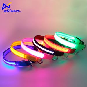 Glowing Outdoor Walking LED Nylon LED Pet Safe Collars for Small and Large Dogs