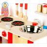 (TK032) Curved Solid Wood Toy Kitchen Set with Cookers/interesting Role Play Wooden Toy Kitchen Unit with Utensils/kitchen Toy with Clock+sauce Pan+frying Pan and Stove