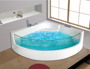 New Modern Sector Air Bubble Computer Controlled Massage Bathtub with Multi-color Light