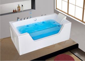 One Person Single Wide Hydro-therapy LED Light Massage Bathtub with Big Glass