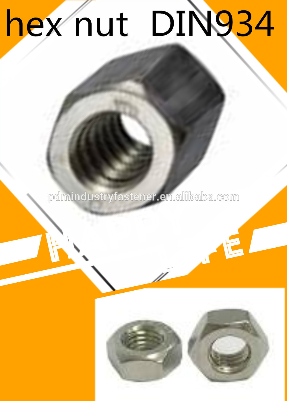 DIN934 hexagon nut with metric coarse and fine pitch thread