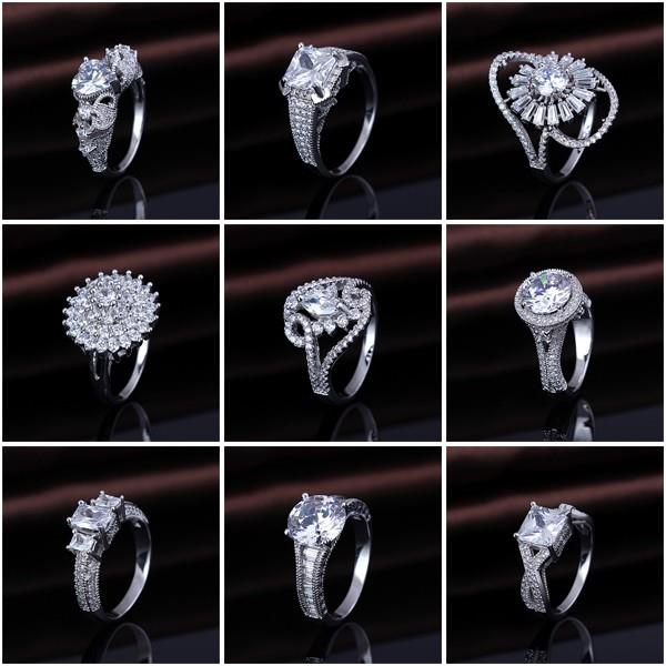 Fashionable 925 Sterling Silver Diamond Lady Finger Ring