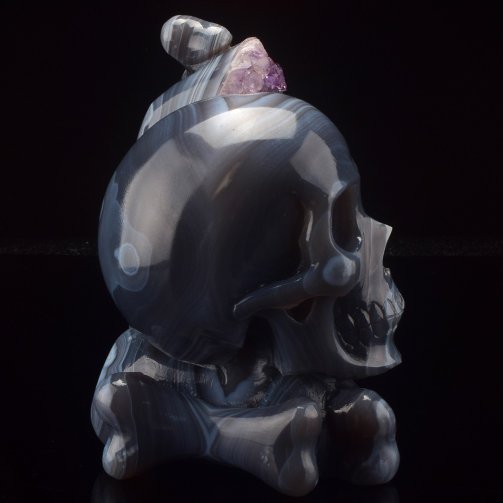 Special design, carved agate amethyst geode crystal skull craft gifts
