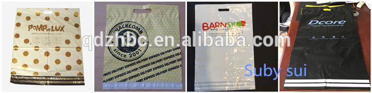 logo printed white plastic mailing bag with handle