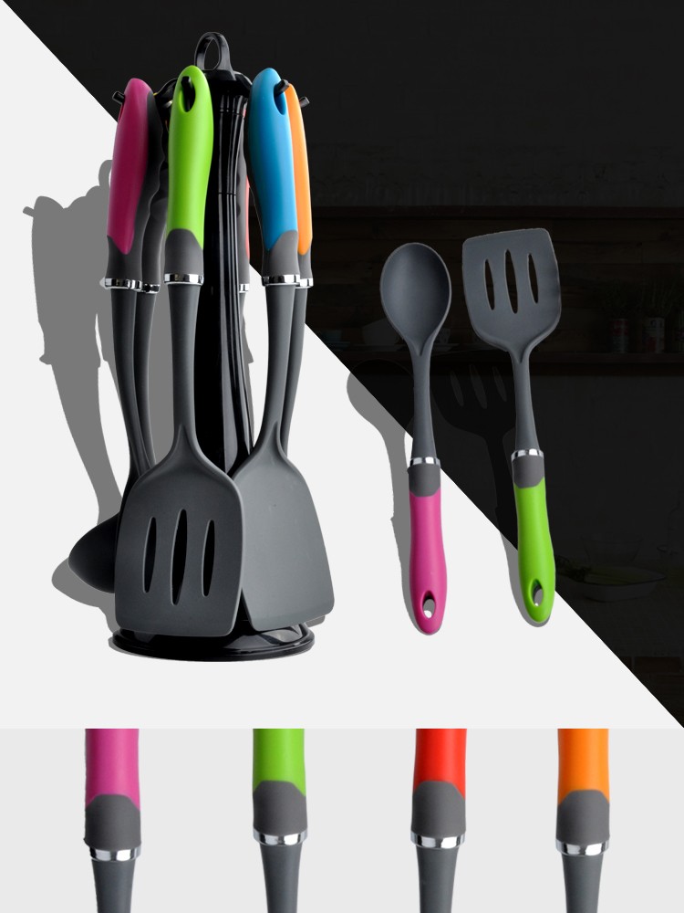Plastic kitchen helper set tooling easy flex 3-piece silicone spatula set made in China