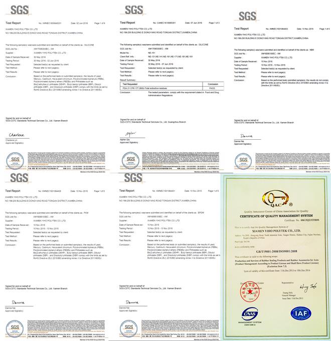 certificate of rubber u seal