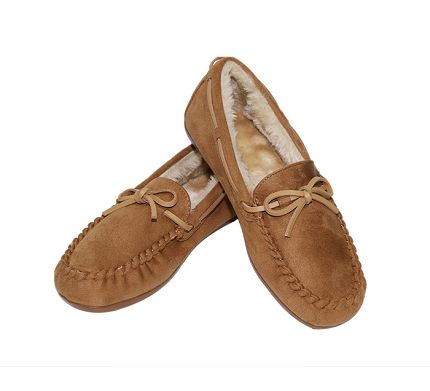 Brown mark thread all match simple comfortable lace sheepskin loafer.jpg