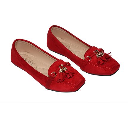 red sweet pretty cute ornament buckle tassel square head confortable loafer.jpg