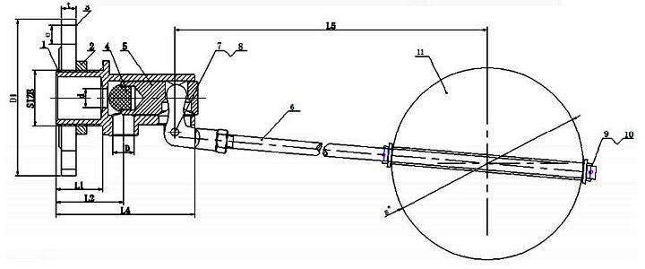 Flanged float valve drawing