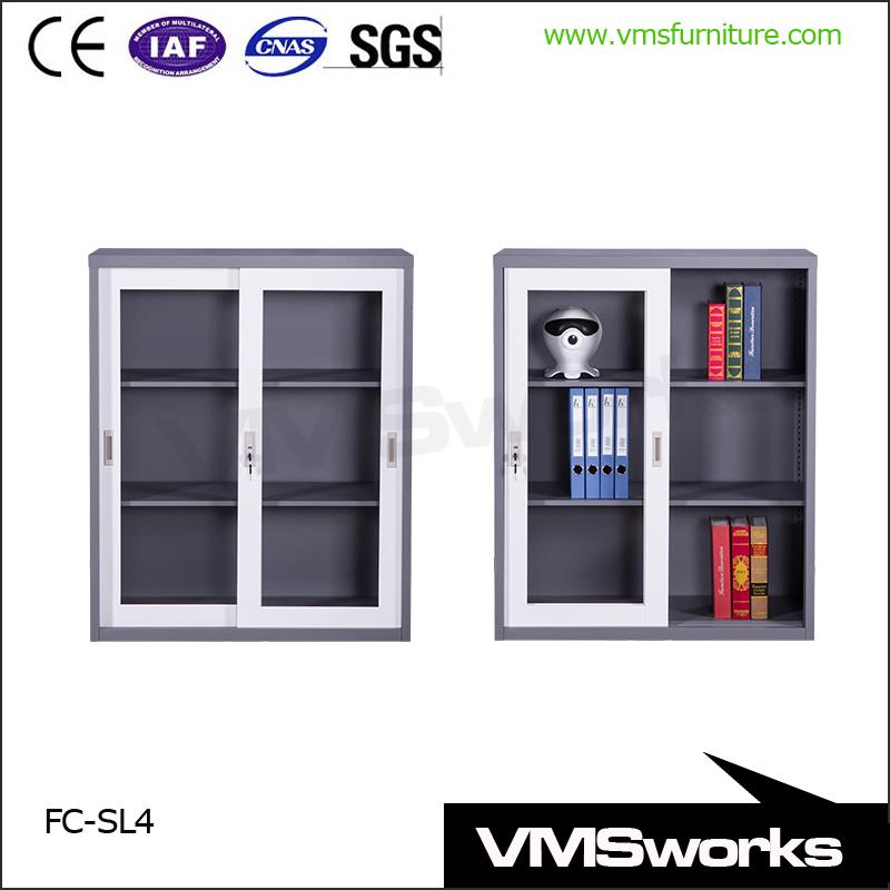 Powder Coating 2 Door Sliding Metal Office Cabinet With Adjustable Shelves Inside