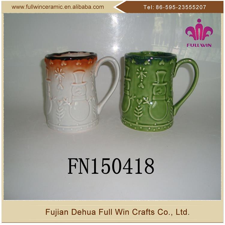 Christmas Embossed Design Gift High Quality Ceramic Coffee Mugs
