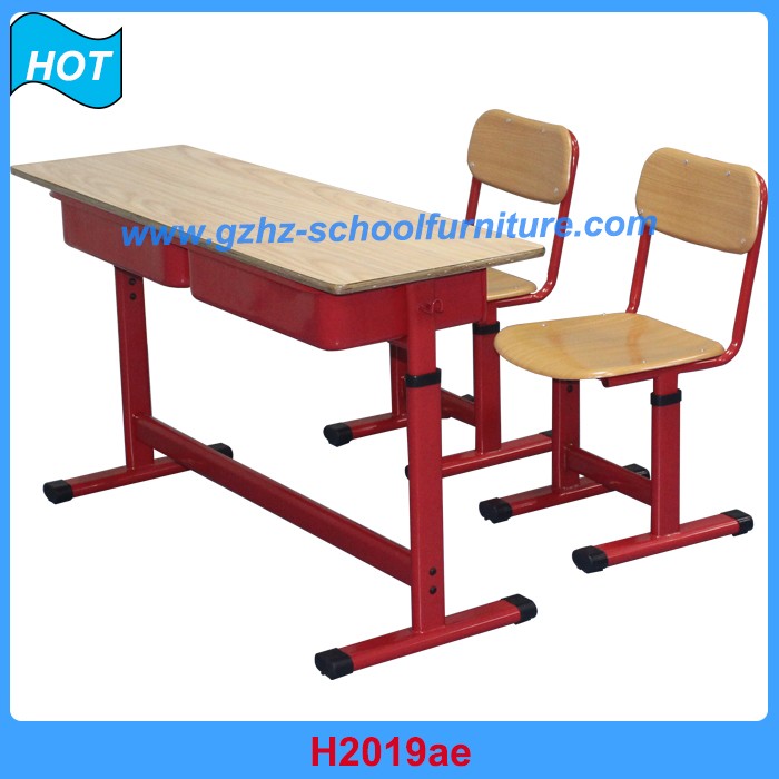 Cheap School Furniture Kids Adjustable Double Seat Desks and Chair