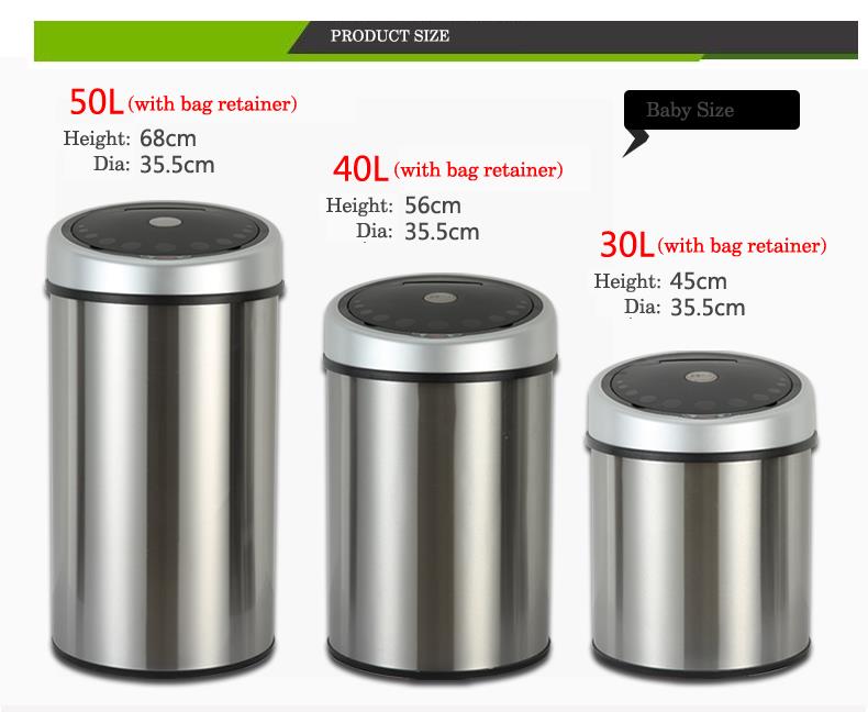 Household Products Stainless Steel Infrared Intelligent Trash Can