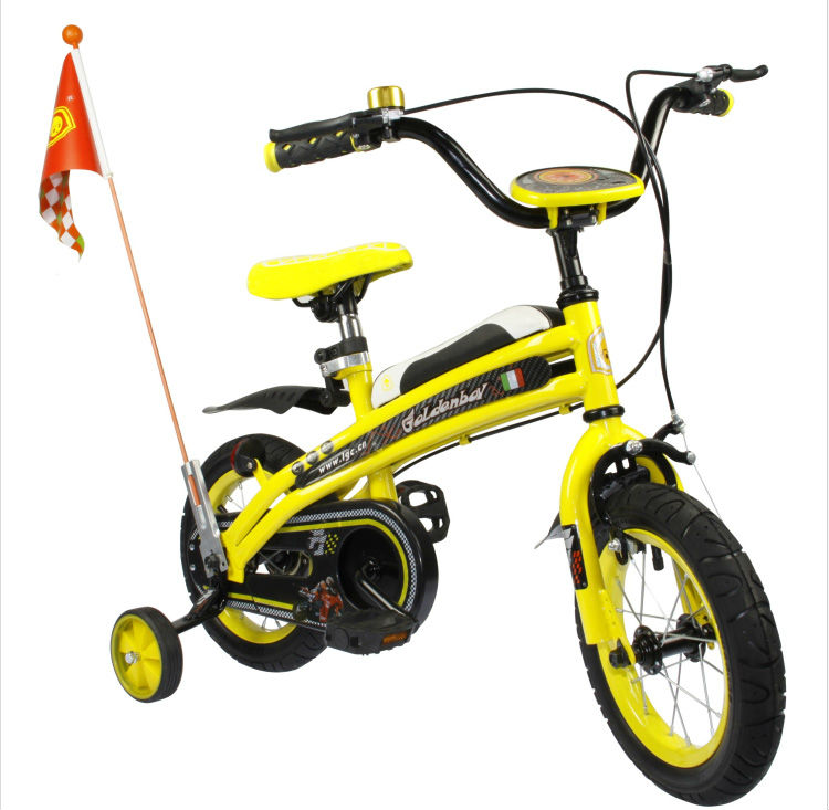 12_14_16_yellow_children_bicycle_cycle_bike_with_flag.jpg