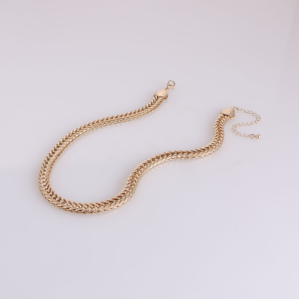 Punk Braid Cuban Curb Heavy Link Chain Choker Gold Tone Concise Chunky Style Necklace