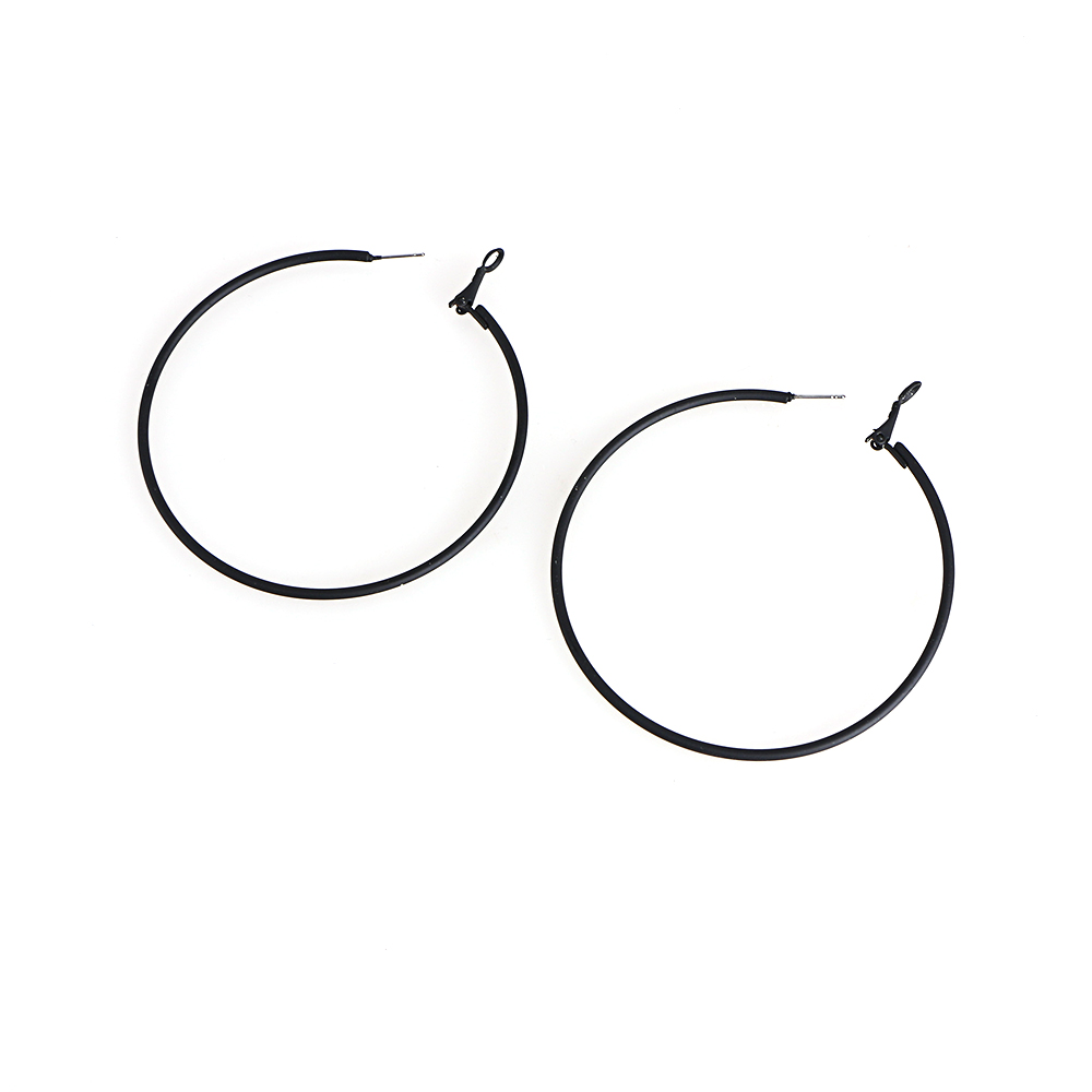 Women Chic Large Circle Geometric Ear Stud Minimalist Black Round Earrings