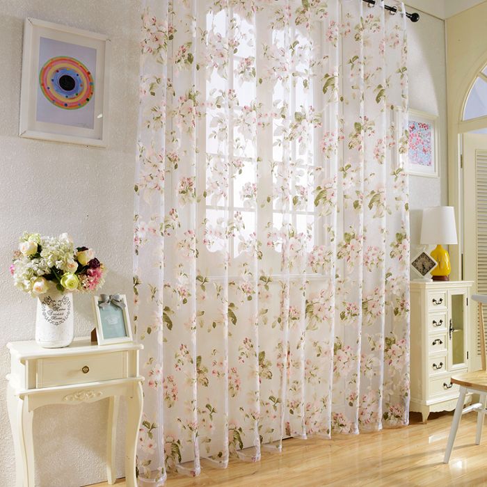 2017 Modern Floral Tulle Window Treatments Sheer Curtains