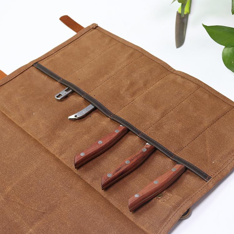 Waxed canvas chef knife roll bags with genuine leather straps (9).jpg