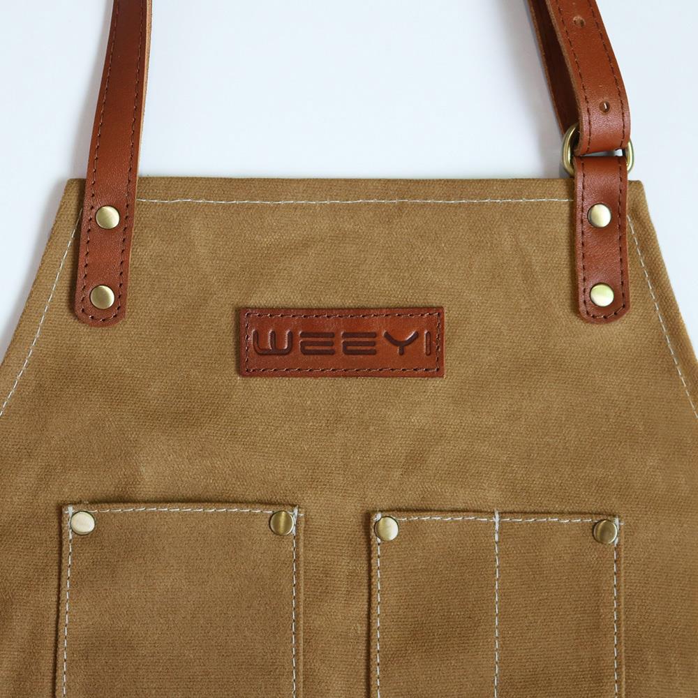 WEEYI Water-resistant Waxed Canvas Work Shop Apron with Multi-pockets Unisex in 27X32 Inches Fits Small to XXL (5).jpg