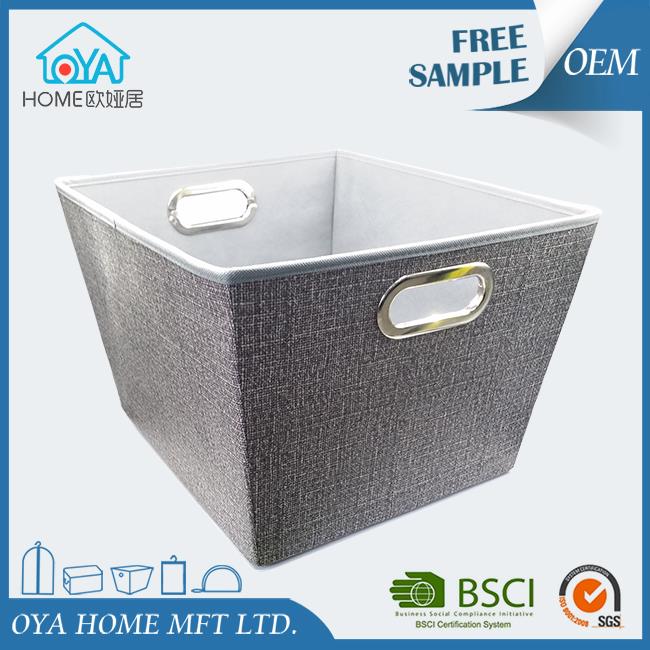 Large Grey Canvas Style Non Woven Fabric Storage Bin