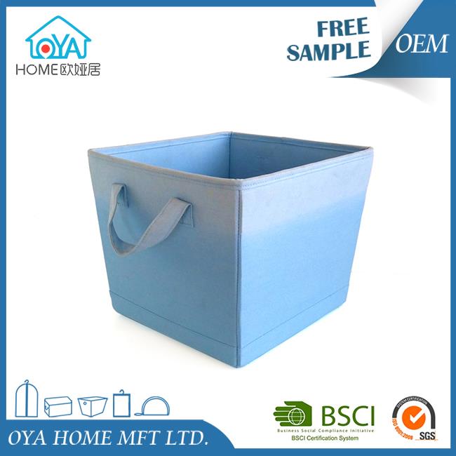 Pretty Blue Canvas fabric storage bin with handle