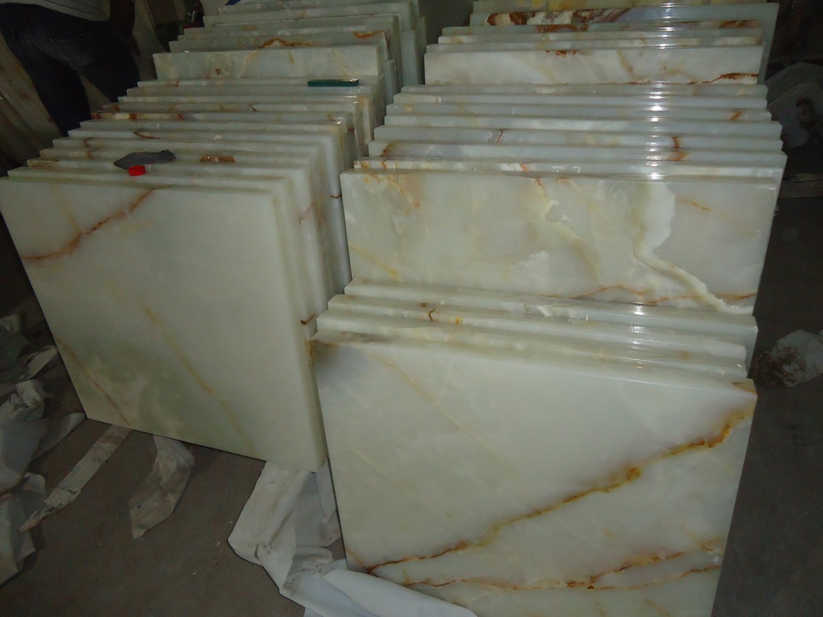 white onyx polished table tops