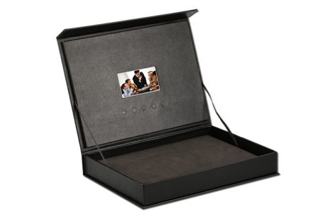 LCD screen video player with 4 hours battery leather material for business gift887.png