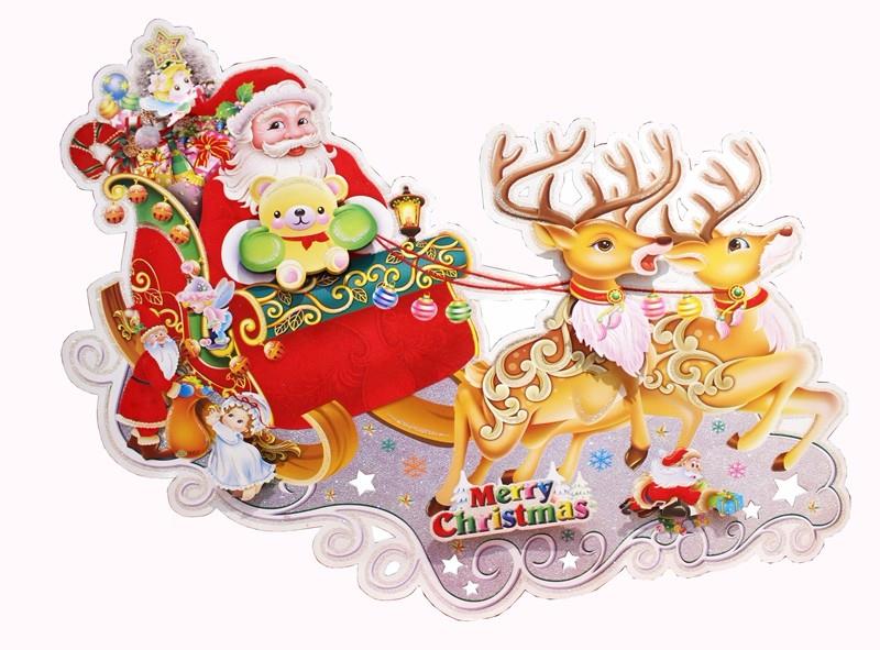christmas reindeer cart paper sticker