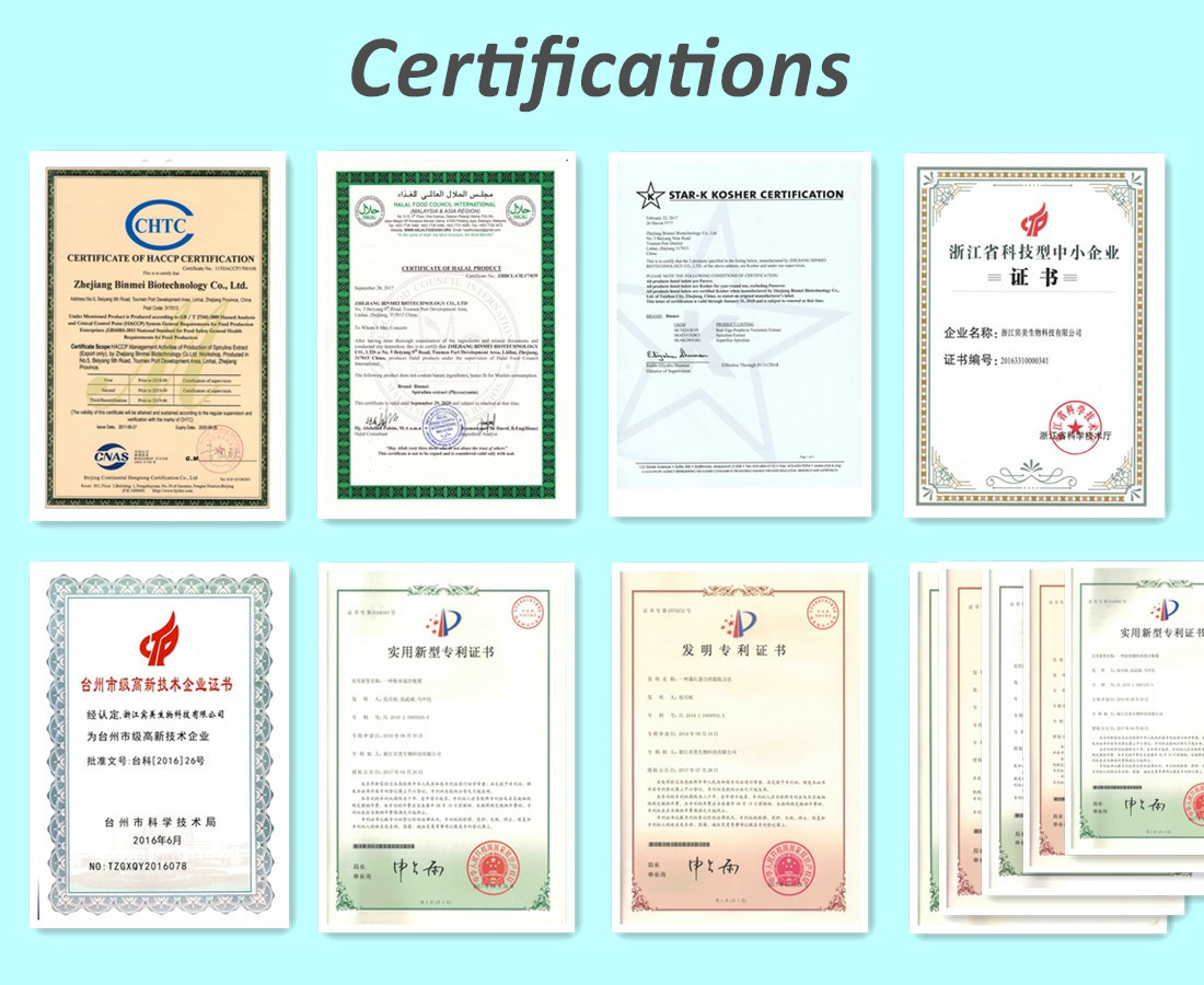 Spirulina Extract Certifications of Binmei.jpg