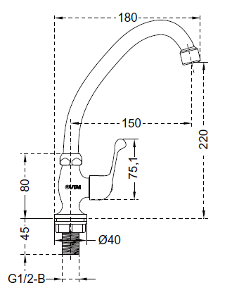 Goose Neck Cold Kitchen Faucets  Design Drawing