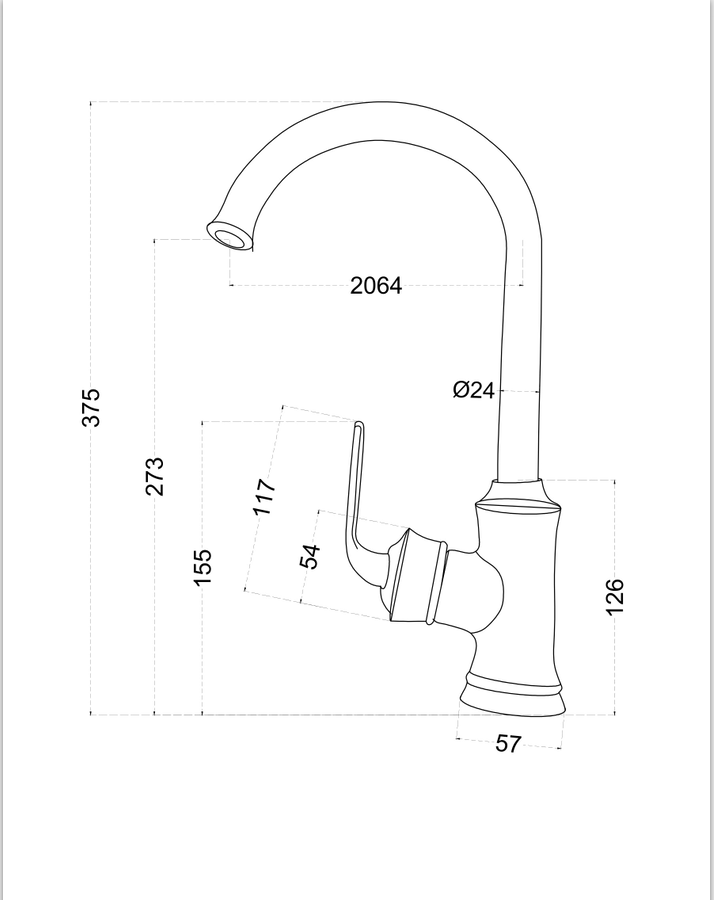 Single Handle  Kitchen Faucets  Design Drawing