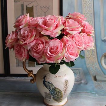 9 Heads French Rose Silk Flower