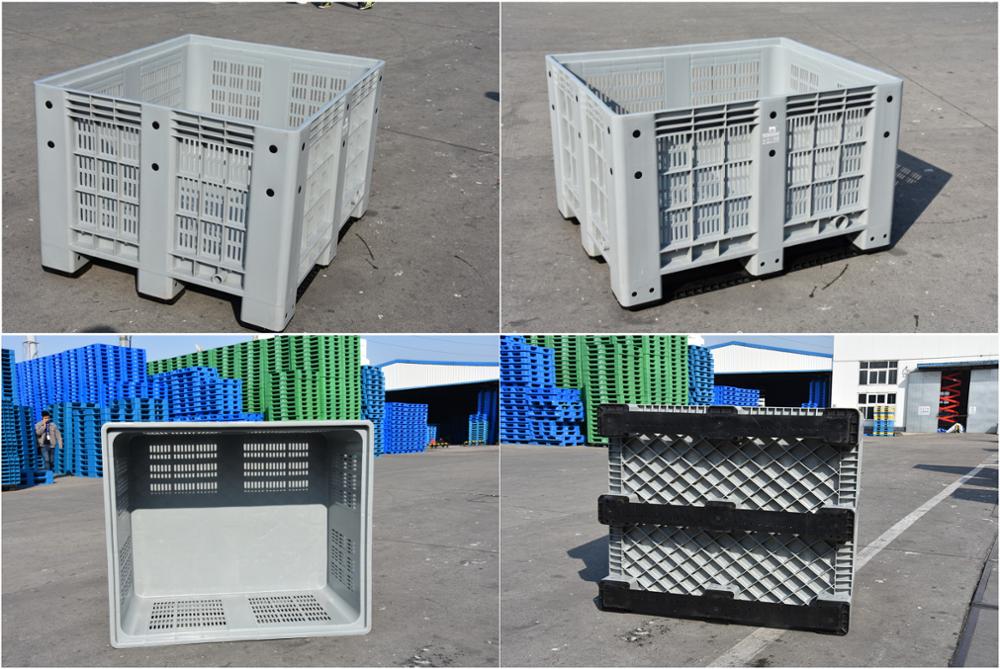 High volume heavy duty hdpe mesh large plastic pallet box for fruits market