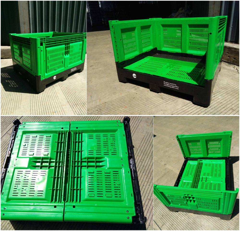 Heavy duty storage bulk vegetable folding plastic pallet container for sale