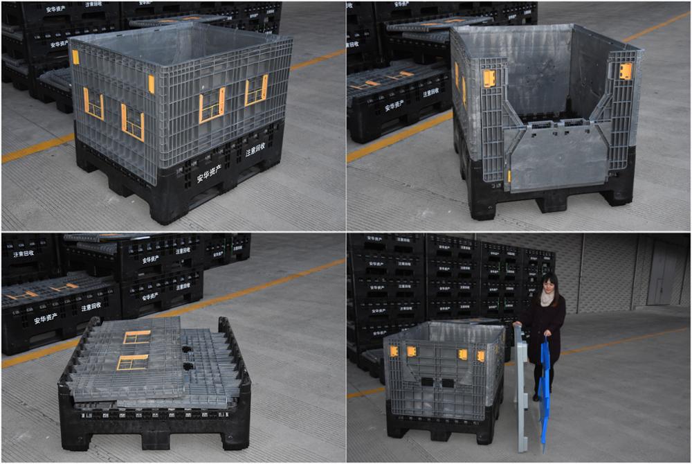 high quality heavy duty large industry foldable plastic pallet container for sale
