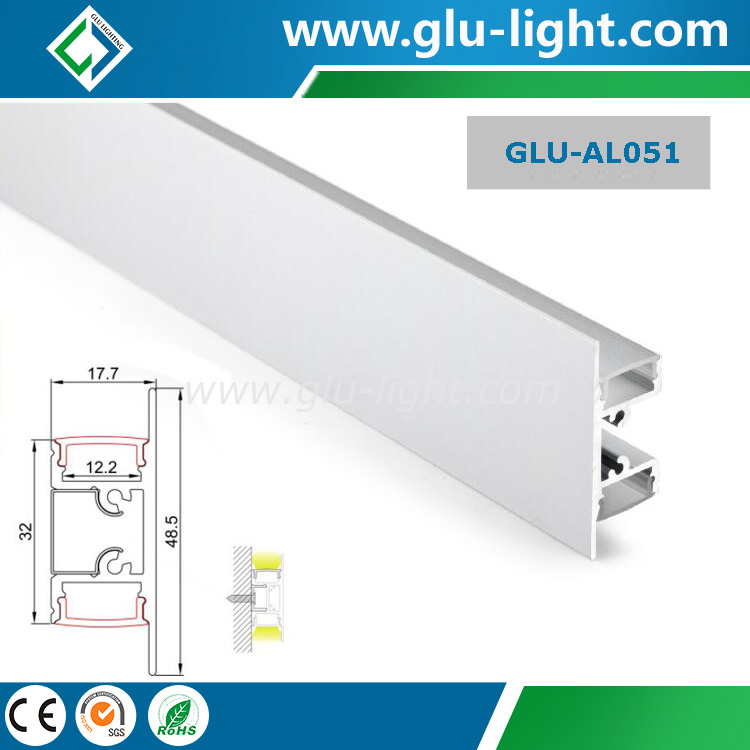 Edge lit Aluminum led profile for led strip, Up and down alu led channel