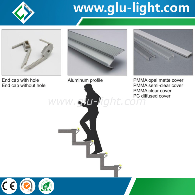 Led Aluminum profile for stair/alu led profile for led strip tape
