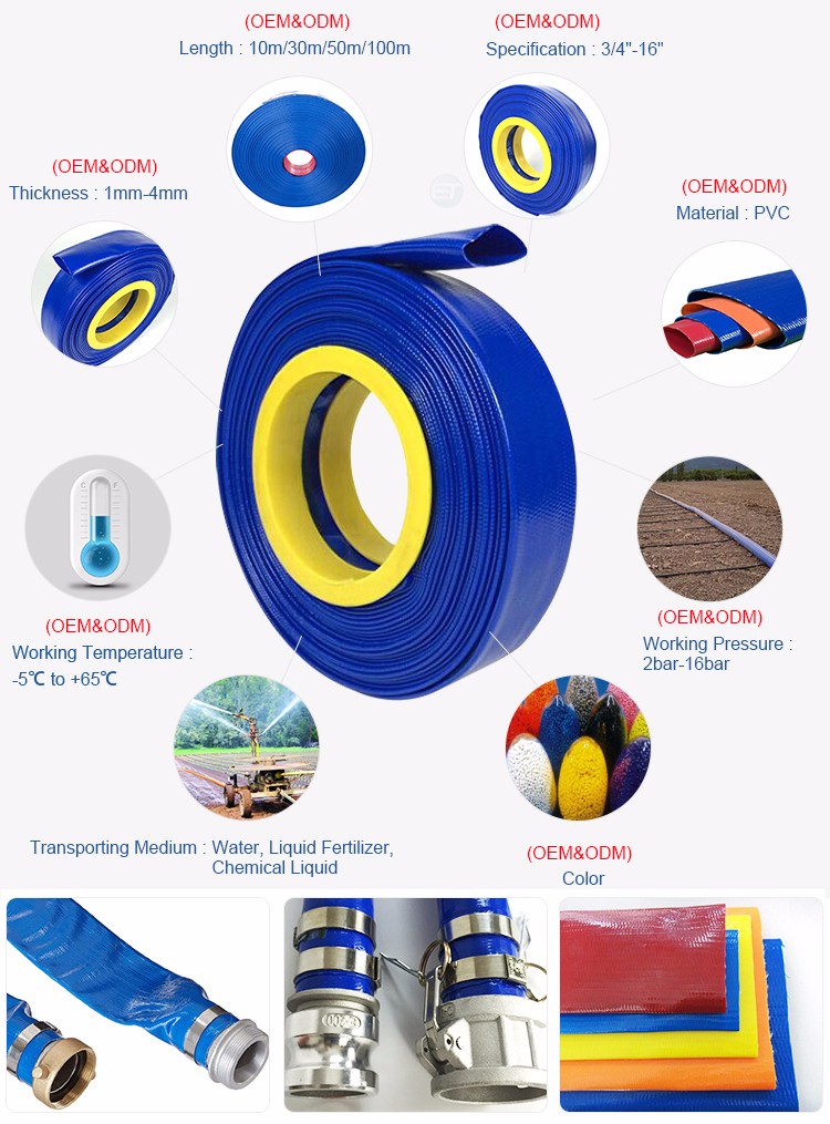 EASTOP High Quality Durable 10 inch lay flat Flexible Water Transfer hose